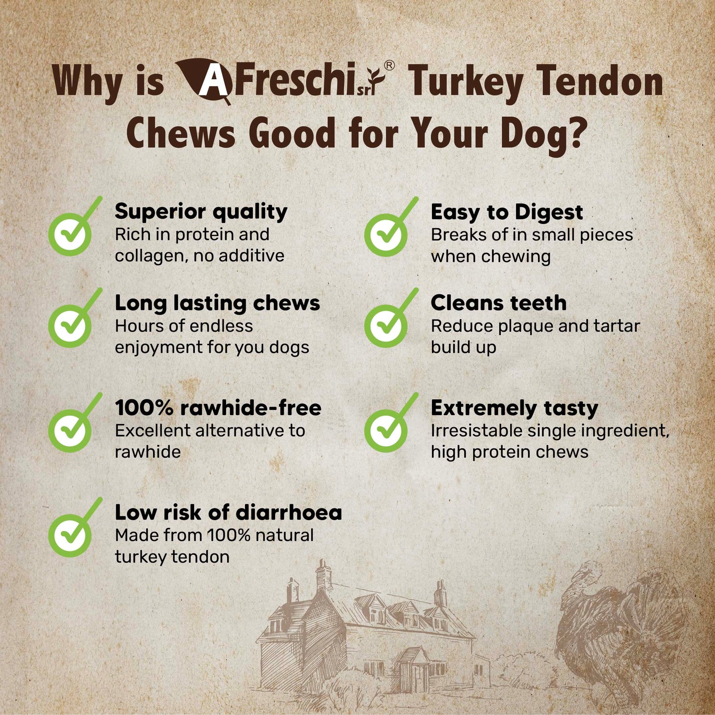 Afreschi Turkey Tendon Jerky Dog Treats