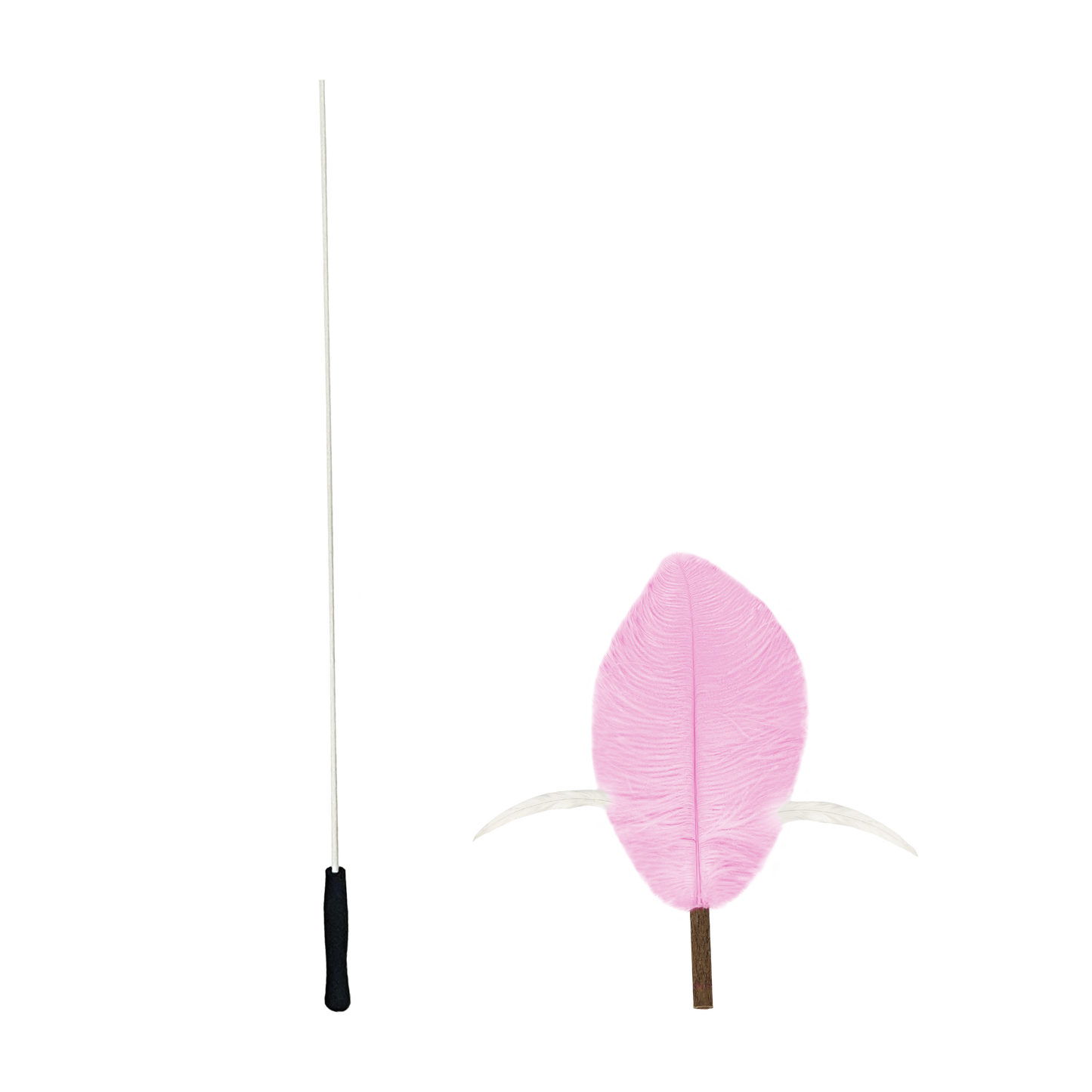 CatWant Jumbo Silvervine with Real Ostrich Pheasant Feathers Cat Teaser