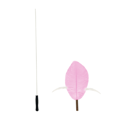 CatWant Jumbo Silvervine with Real Ostrich Pheasant Feathers Cat Teaser