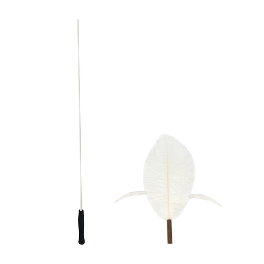 CatWant Jumbo Silvervine with Real Ostrich Pheasant Feathers Cat Teaser