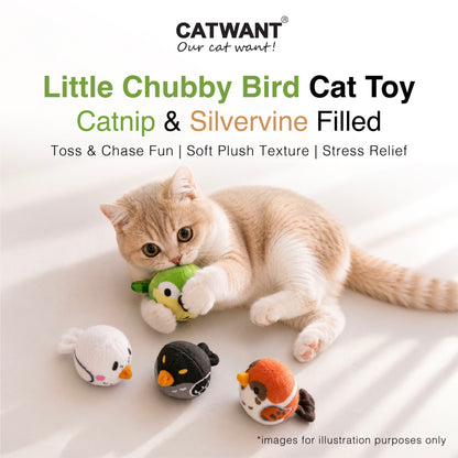 CatWant Little Chubby Bird Catnip Silvervine Plush Cat Toy
