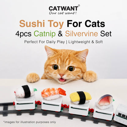 CatWant Catnip & Silvervine Sushi Toy Set 4pcs Cat Toy