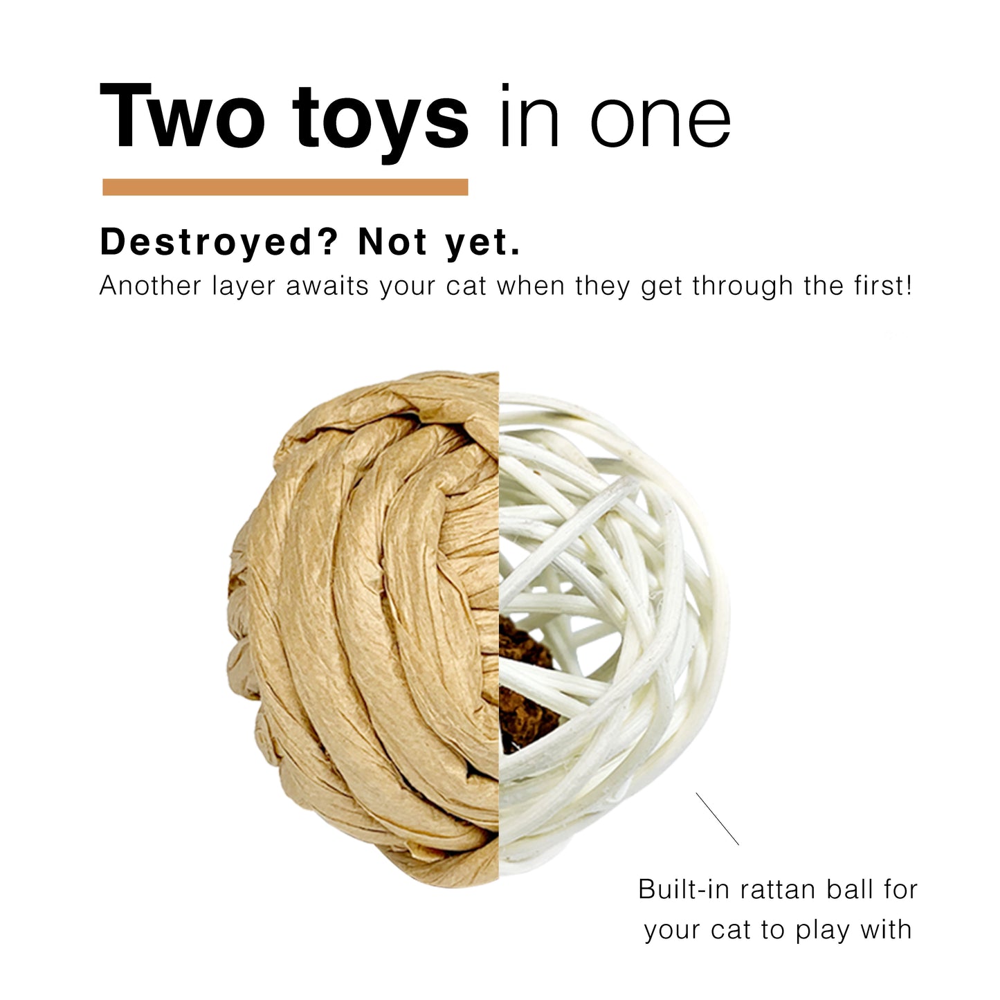 CatWant Paper Weave Ball with Gall Fruit Powder Cat Toy