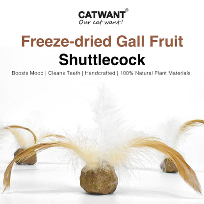 CatWant Turkey Feather Silvervine Gall Fruit Shuttlecock Cat Toy