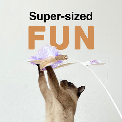 CatWant Jumbo Silvervine with Real Ostrich Pheasant Feathers Cat Teaser
