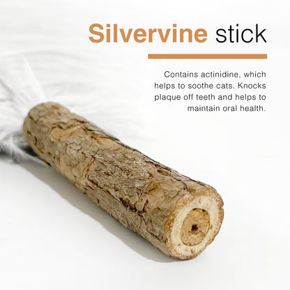 CatWant Jumbo Silvervine with Real Ostrich Pheasant Feathers Cat Teaser