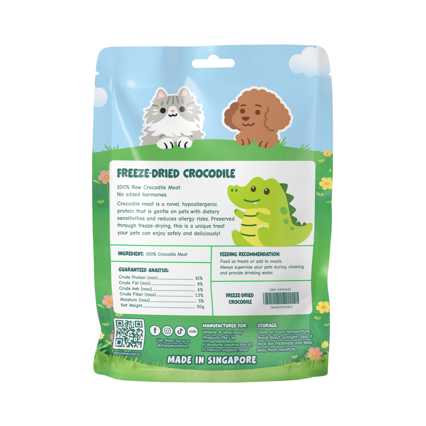 Singapaw Freeze Dried Crocodile Cat & Dog Treats