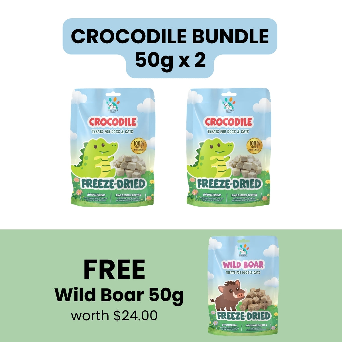 Singapaw Freeze Dried Crocodile Cat & Dog Treats