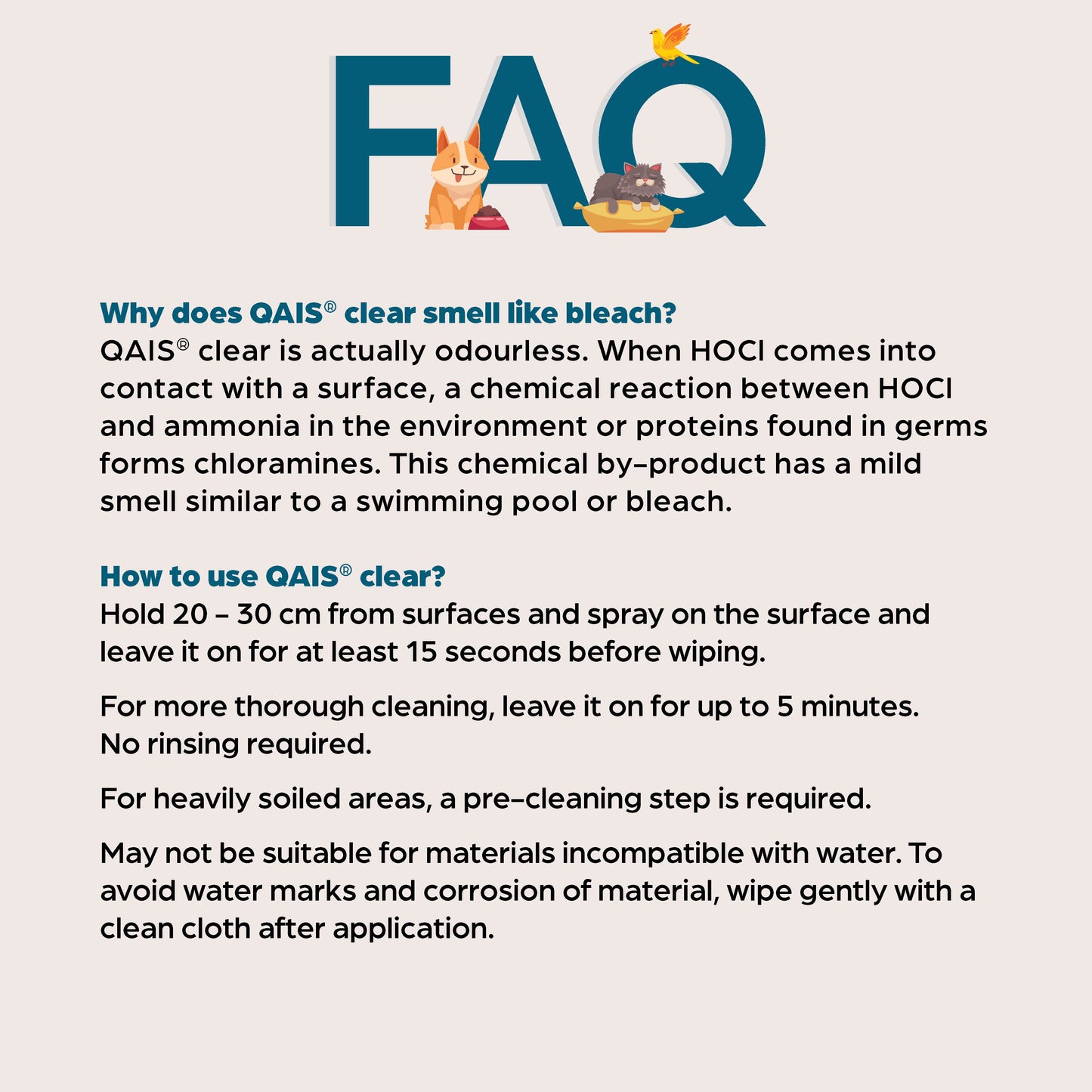 Sunstar QAIS Clear Odour Remover Hypochlorous Acid Pet Disinfectant Spray