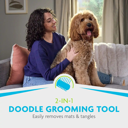 FURminator 2-in-1 Doodle Grooming Tool Dematting Comb & Finishing Comb for Curly Coat Dogs