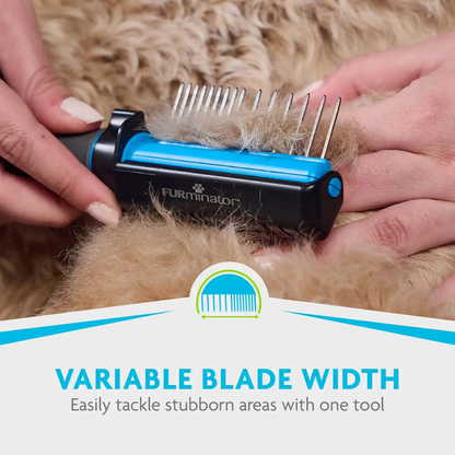 FURminator 2-in-1 Doodle Grooming Tool Dematting Comb & Finishing Comb for Curly Coat Dogs