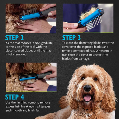 FURminator 2-in-1 Doodle Grooming Tool Dematting Comb & Finishing Comb for Curly Coat Dogs