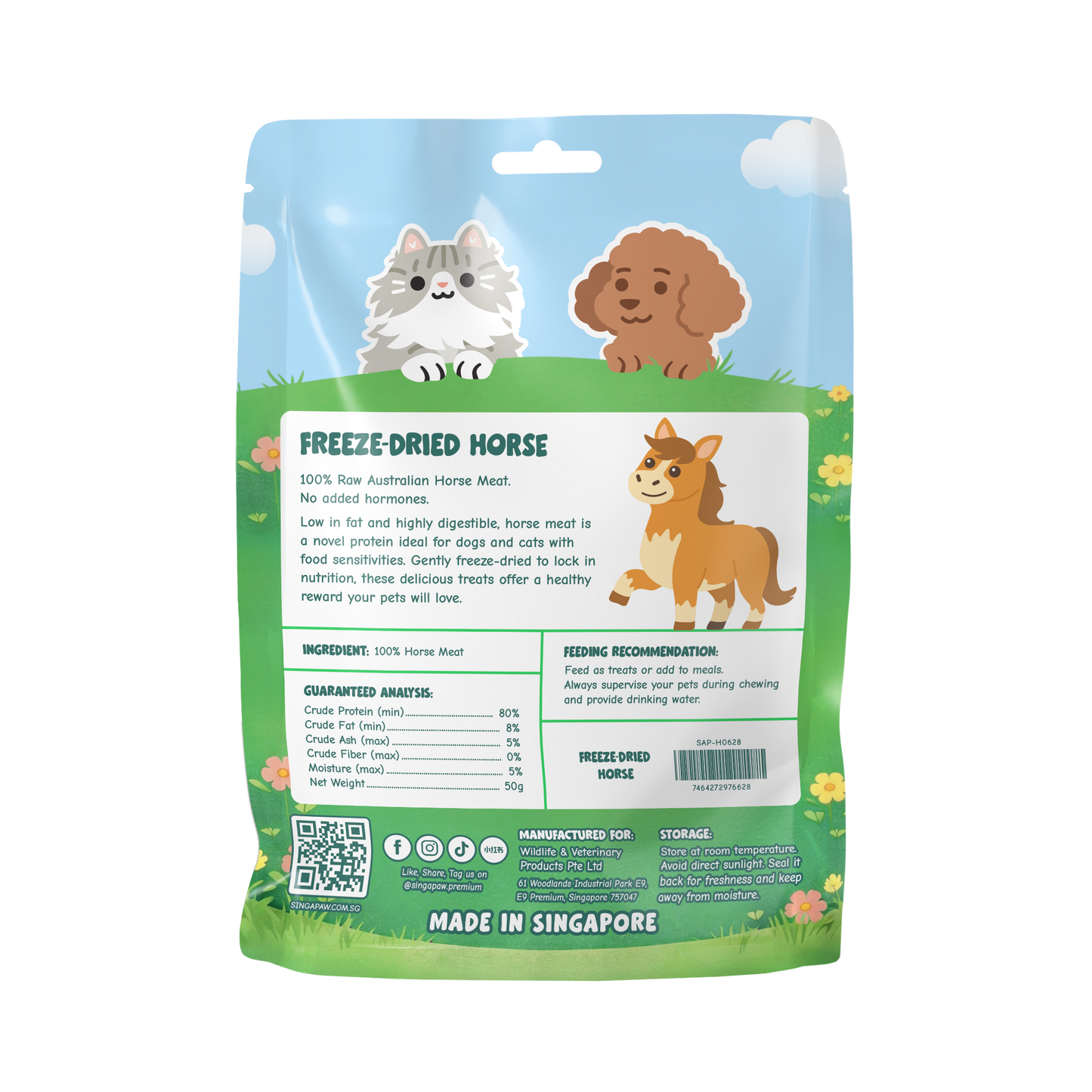 Singapaw Freeze Dried Horse Cat & Dog Treats