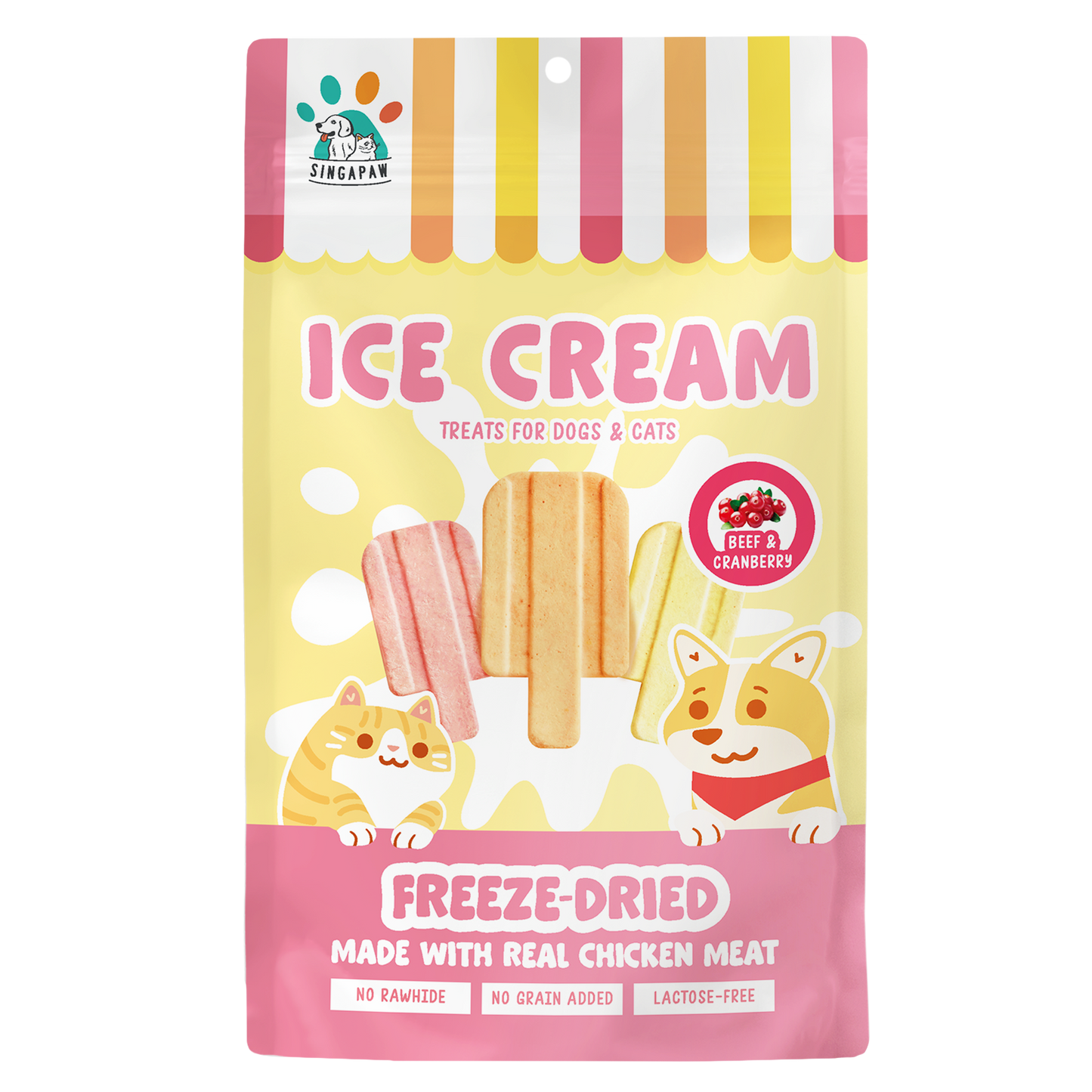 Singapaw Ice Cream Freeze Dried Chicken Dessert Cat & Dog Treats