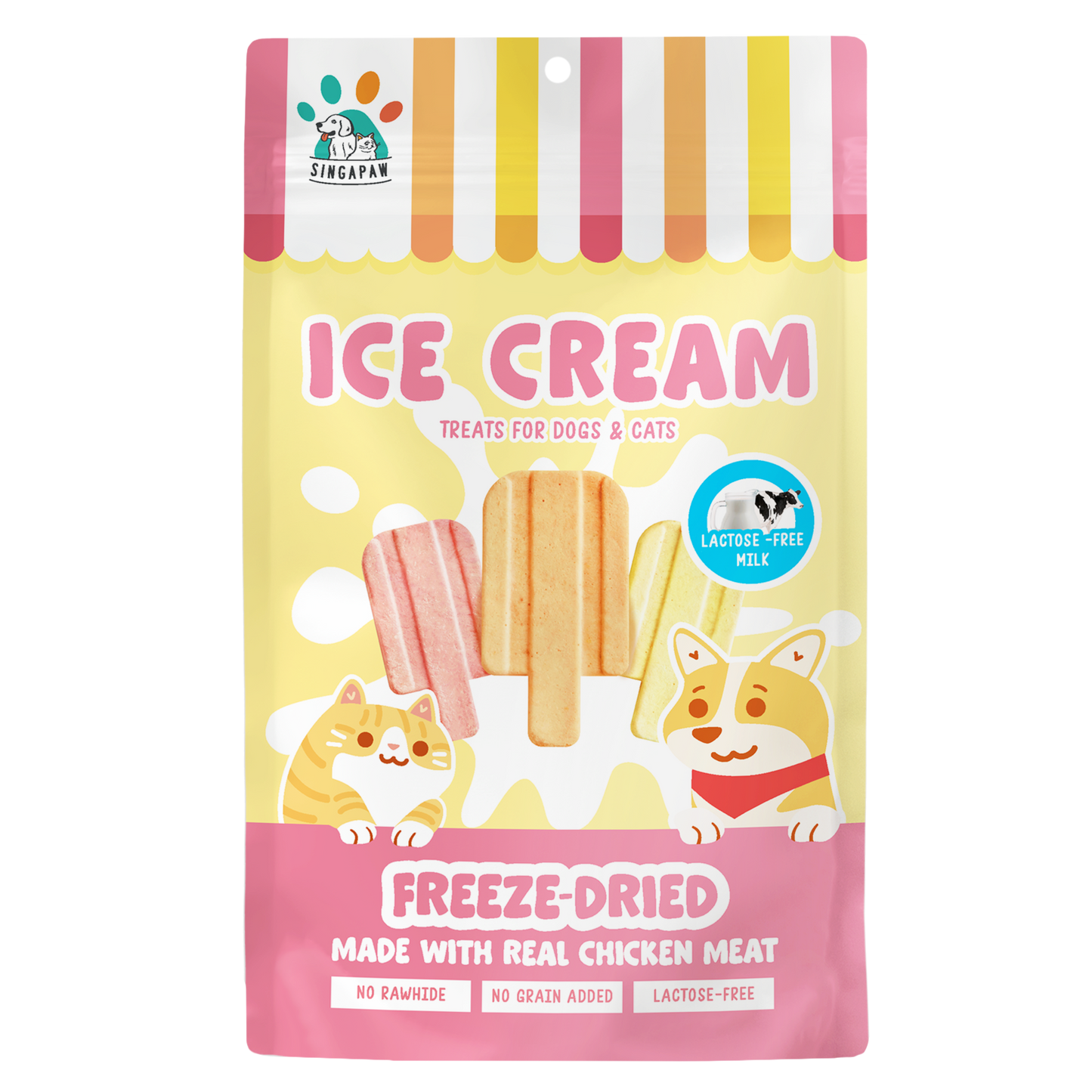 Singapaw Ice Cream Freeze Dried Chicken Dessert Cat & Dog Treats
