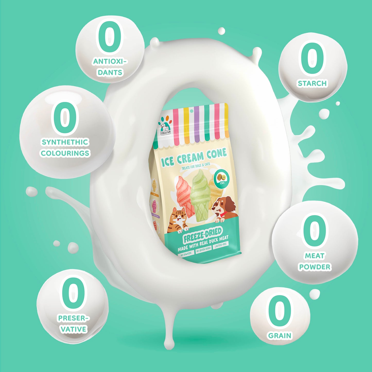 Singapaw Ice Cream Cone Freeze Dried Duck Dessert Cat & Dog Treats