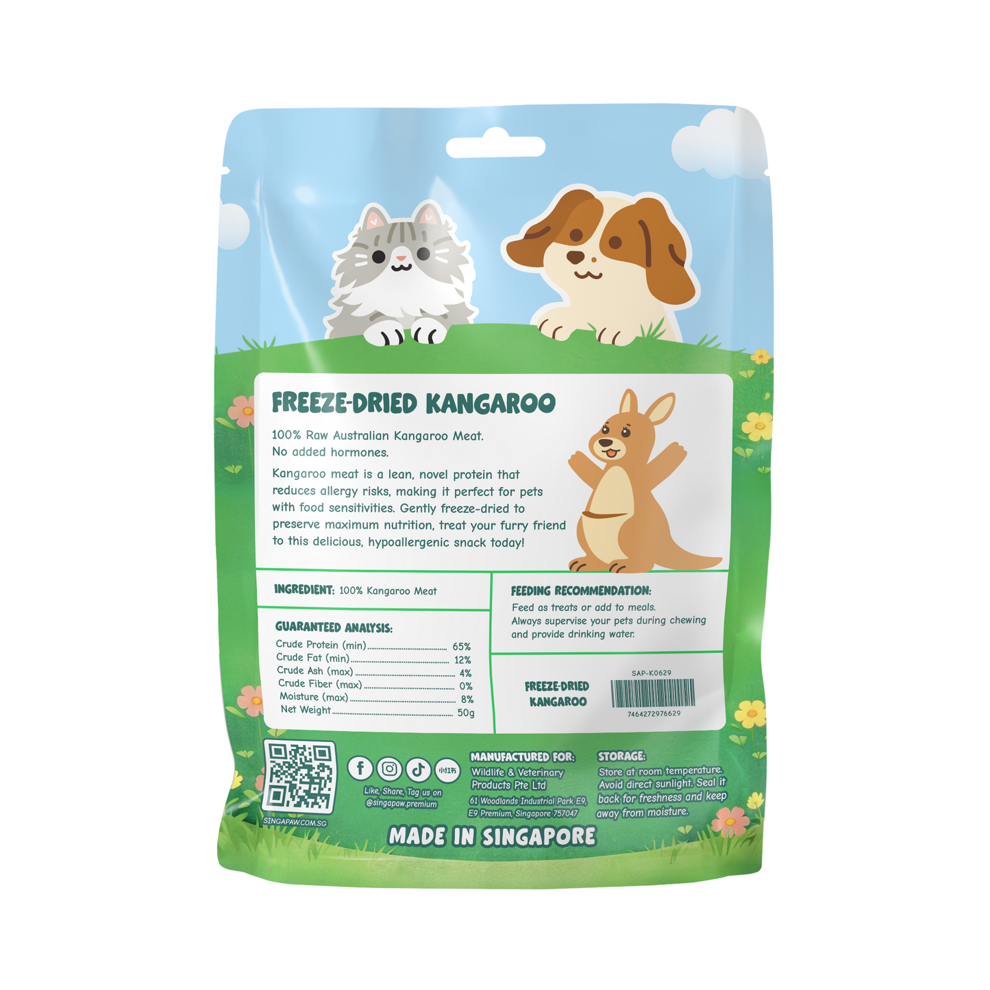 Singapaw Freeze Dried Kangaroo Cat & Dog Treats