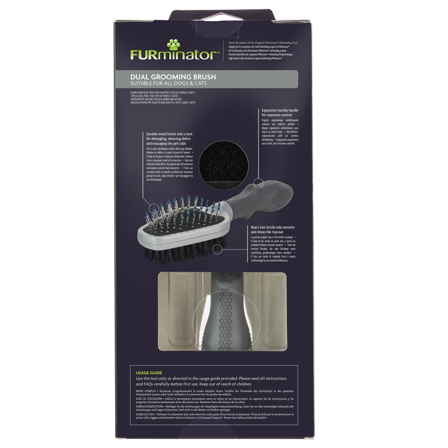 Furminator Large Dual Grooming Brush for Cats & Dogs