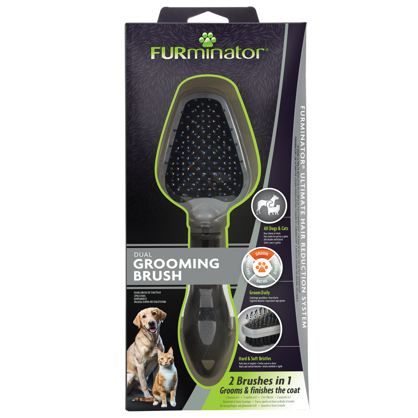 Furminator Large Dual Grooming Brush for Cats & Dogs