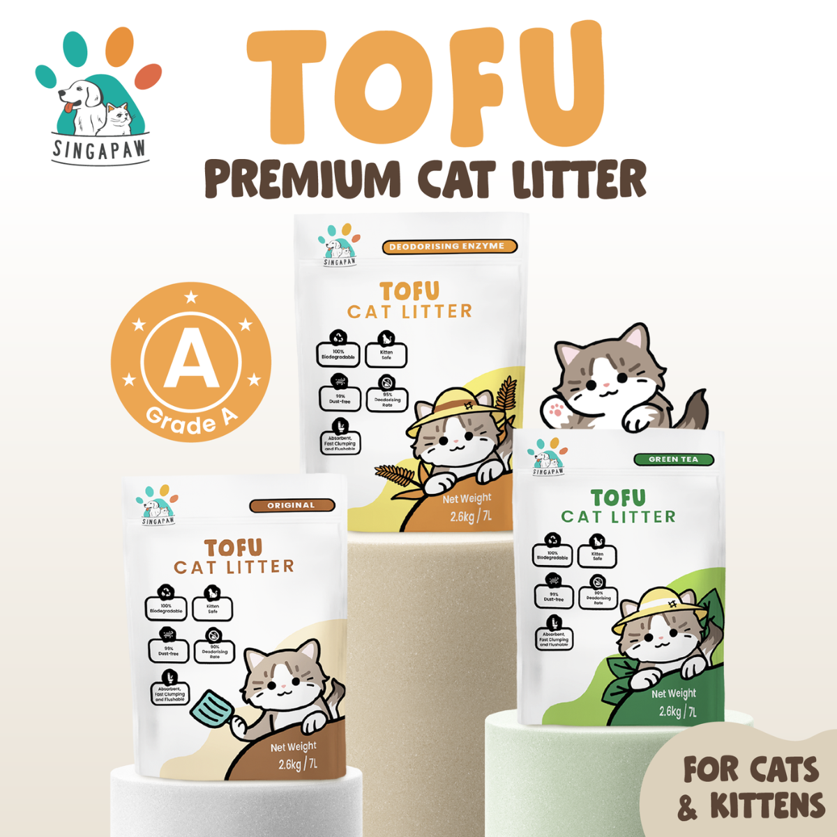 Singapaw Tofu Cat Litter Carton (2.6kg x 6)
