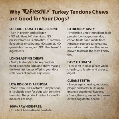 Afreschi Natural Turkey Tendon Dental Chew Dog Treats