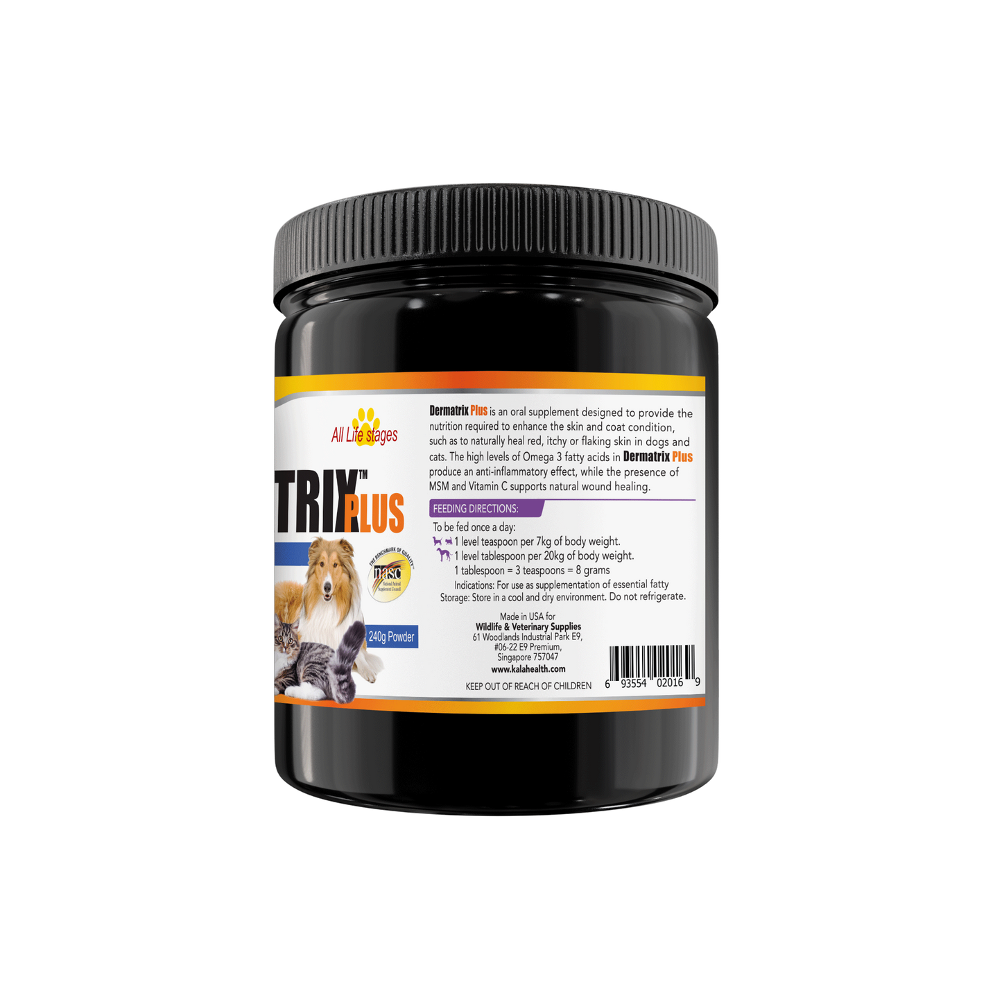 Dermatrix Plus Powder Skin & Coat Pet Supplement