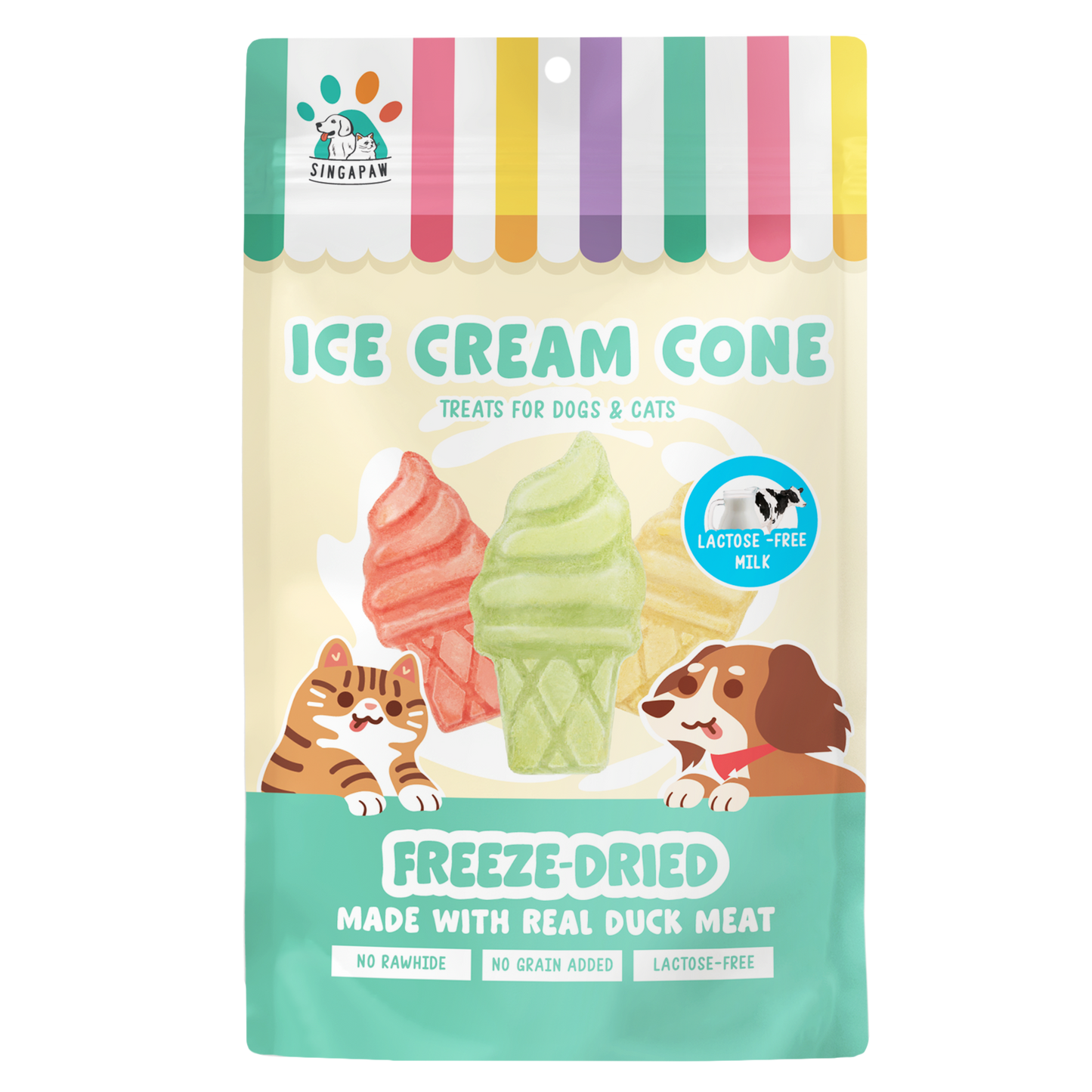 Singapaw Ice Cream Cone Freeze Dried Duck Dessert Cat & Dog Treats