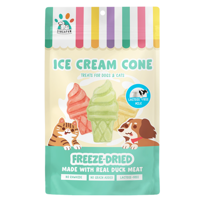 Singapaw Ice Cream Cone Freeze Dried Duck Dessert Cat & Dog Treats