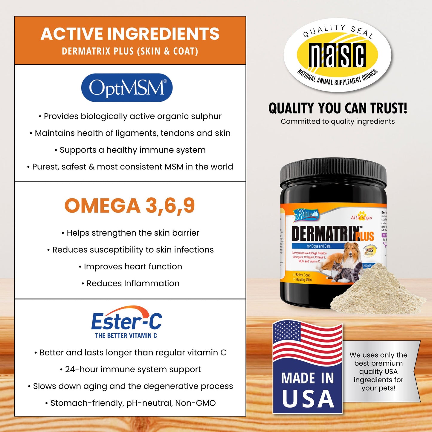 Dermatrix Plus Powder Skin & Coat Pet Supplement