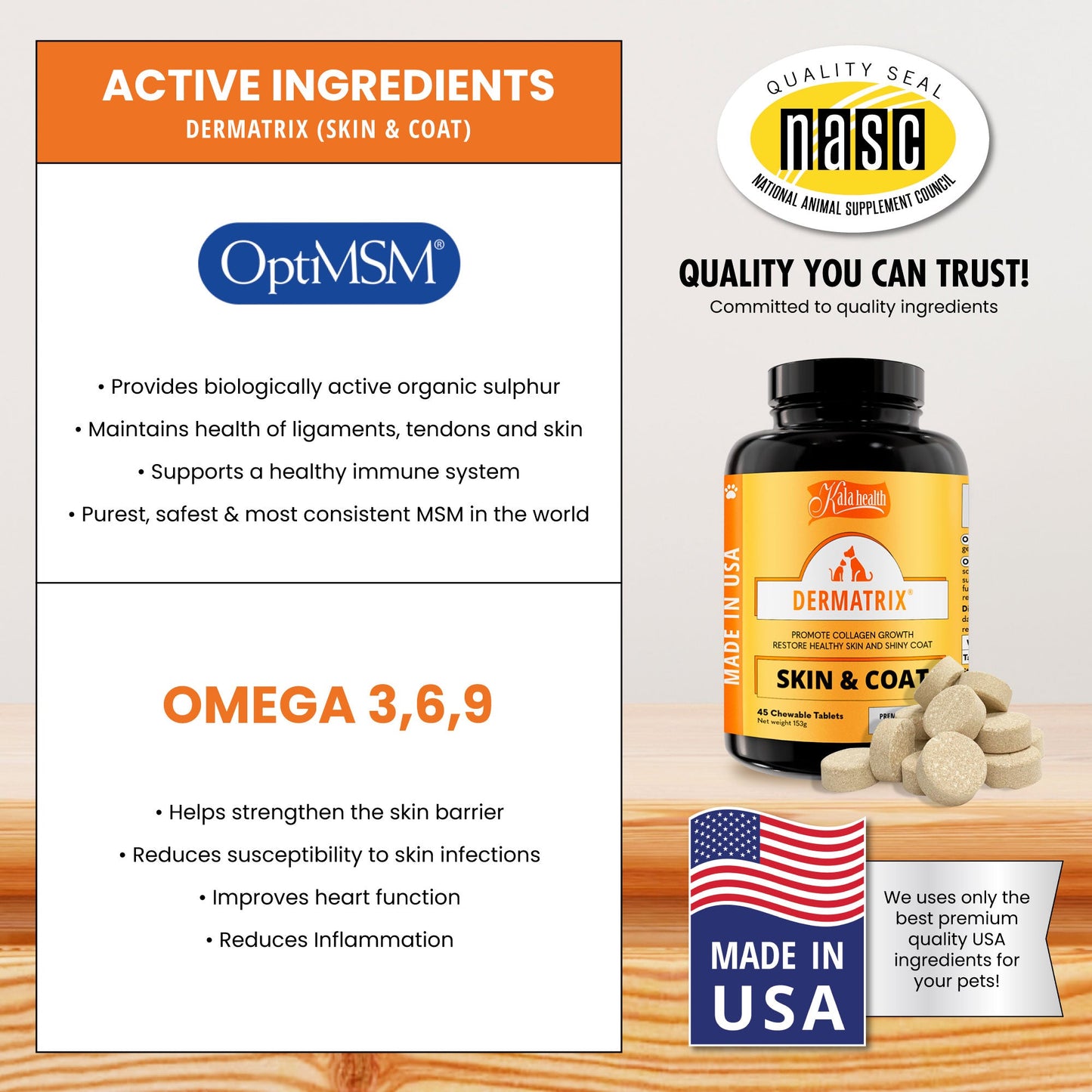 Kala Health Dermatrix Skin & Coat Pet Supplement