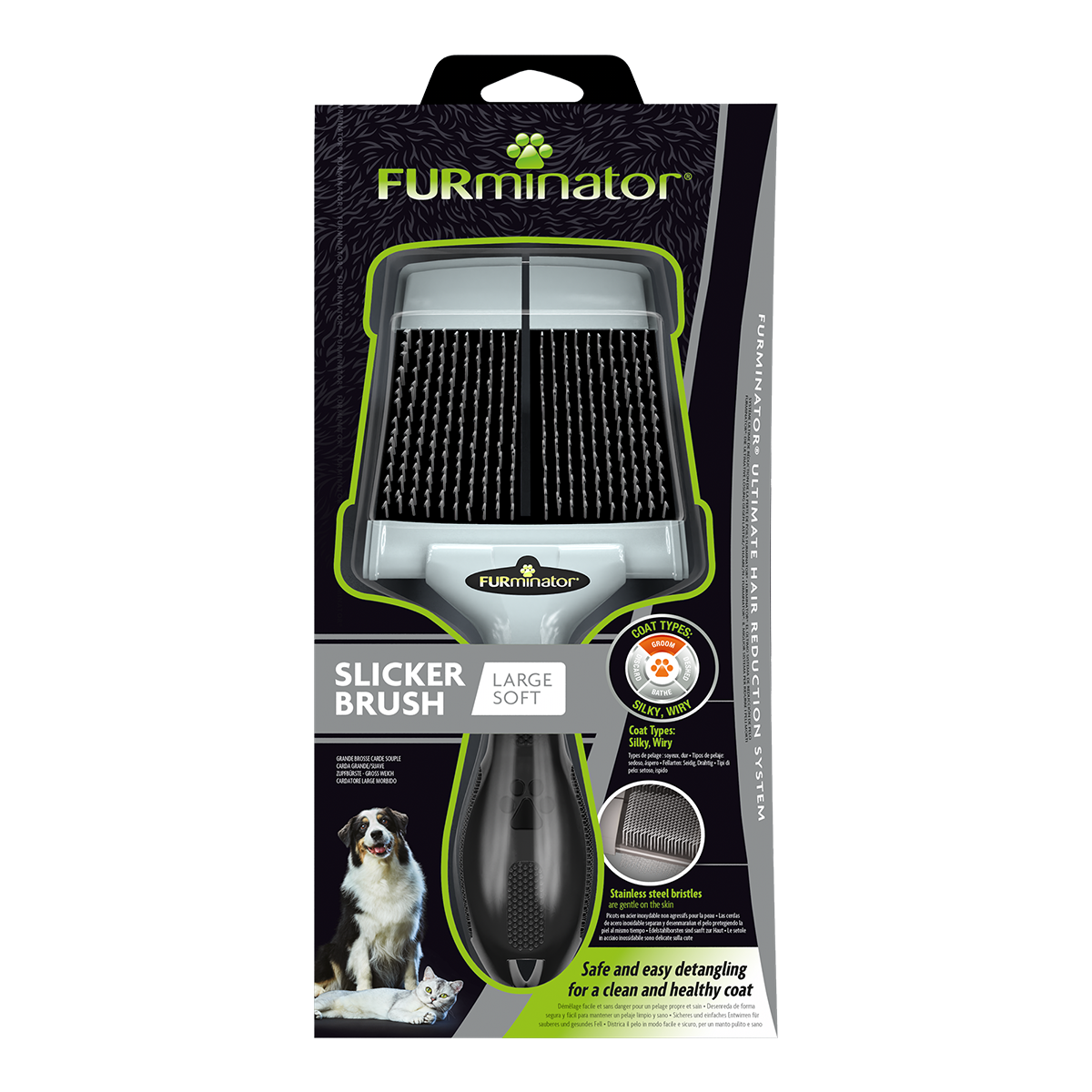 Furminator Grooming Large Soft Slicker Brush for Cats & Dogs