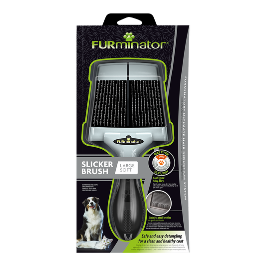 Furminator Grooming Large Soft Slicker Brush for Cats & Dogs