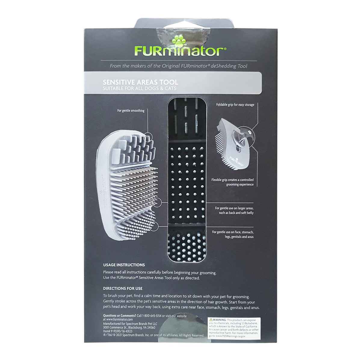 Furminator Grooming Sensitive Areas Brush for Cats & Dogs