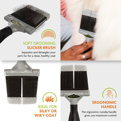 Furminator Grooming Large Soft Slicker Brush for Cats & Dogs